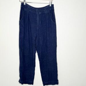 Free People Navy Blue Linen Blend Ankle Pants - Women’s US 6